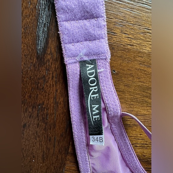 Adore Me Elegant Lace Trim Purple Bra- size 34B - Picture 4 of 4
